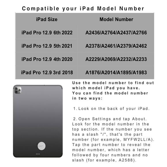 iPad Pro Keyboard Case With Rotate For iPad 12.9 Inch Pro 6th, 5th, 4th, 3rs Gen - Picture 7 of 9